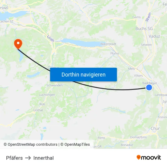Pfäfers to Innerthal map