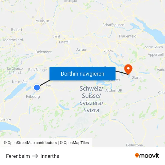Ferenbalm to Innerthal map