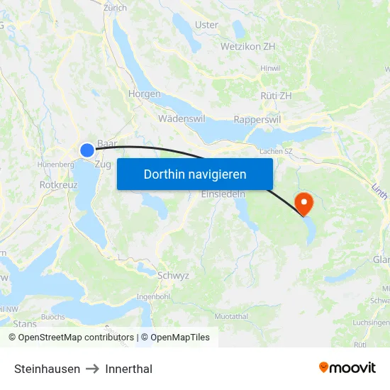 Steinhausen to Innerthal map