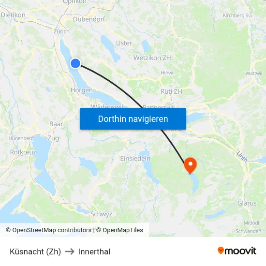 Küsnacht (Zh) to Innerthal map