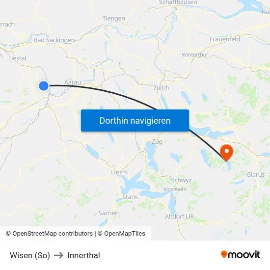 Wisen (So) to Innerthal map