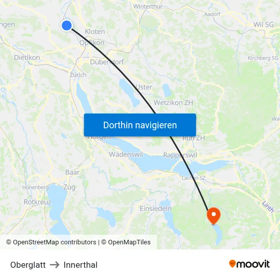 Oberglatt to Innerthal map