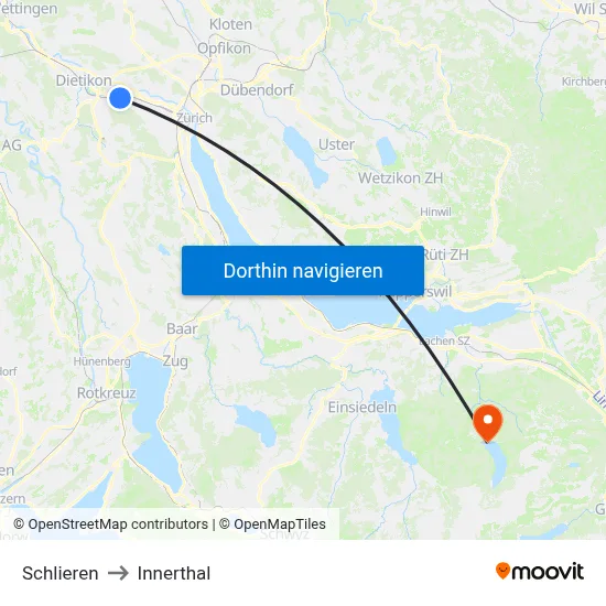 Schlieren to Innerthal map