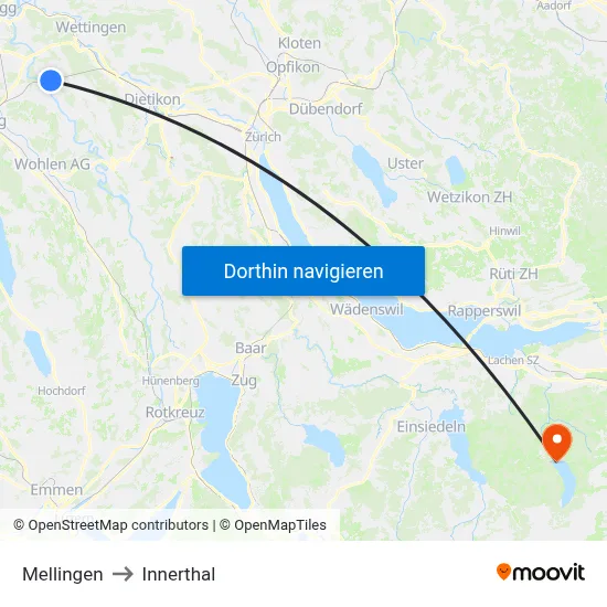 Mellingen to Innerthal map