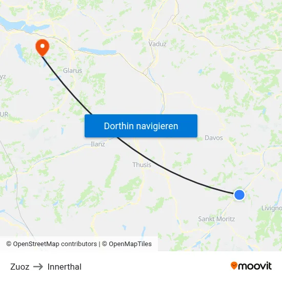 Zuoz to Innerthal map
