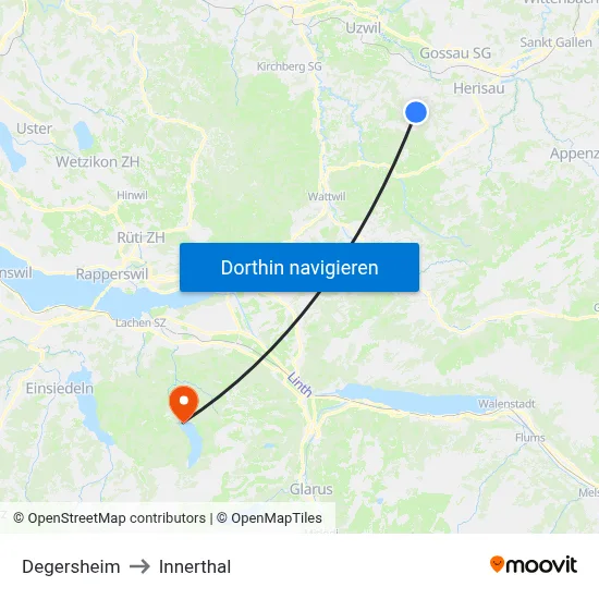 Degersheim to Innerthal map