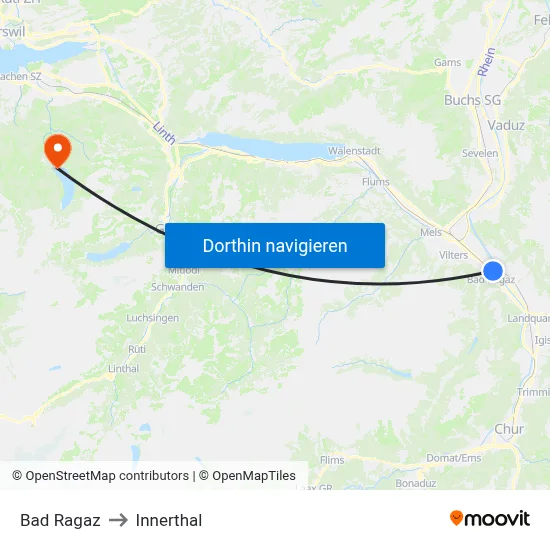 Bad Ragaz to Innerthal map