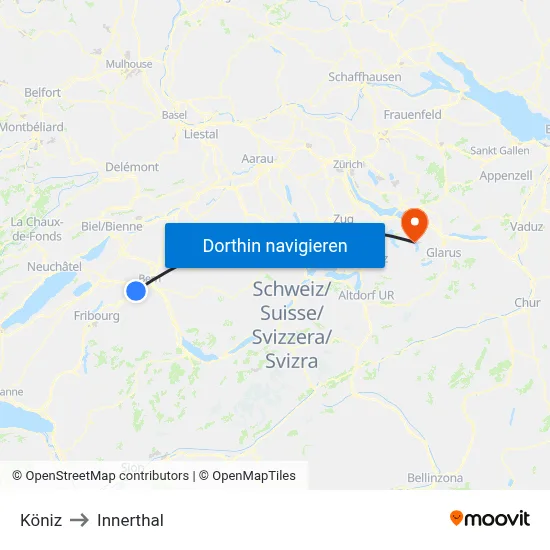 Köniz to Innerthal map