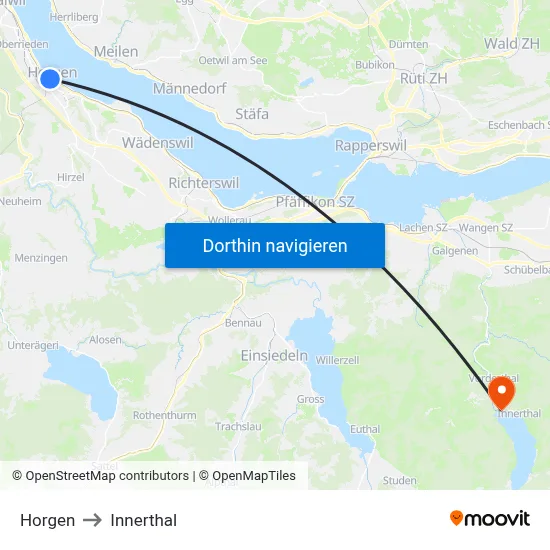 Horgen to Innerthal map
