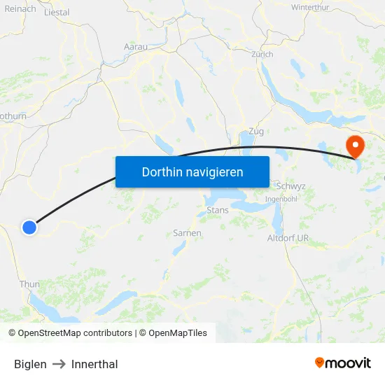Biglen to Innerthal map
