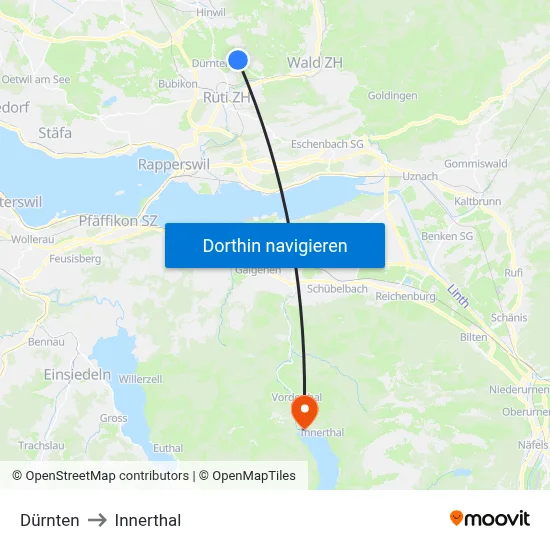 Dürnten to Innerthal map