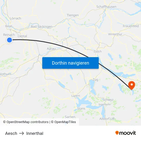 Aesch to Innerthal map