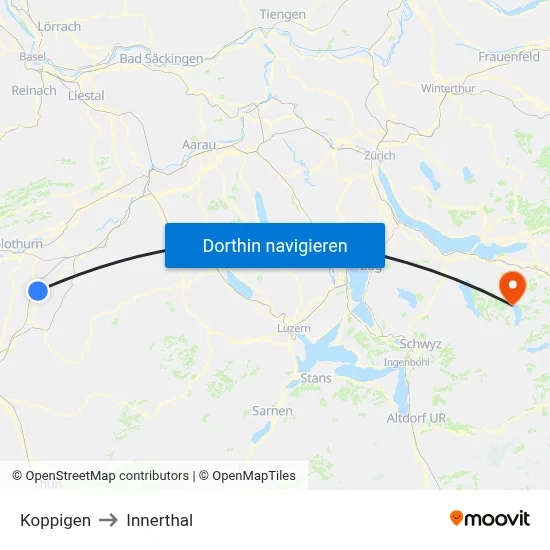 Koppigen to Innerthal map