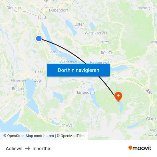 Adliswil to Innerthal map