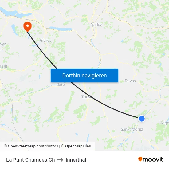 La Punt Chamues-Ch to Innerthal map