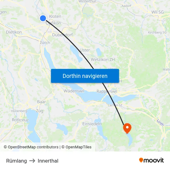 Rümlang to Innerthal map