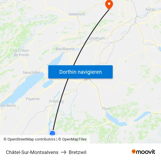 Châtel-Sur-Montsalvens to Bretzwil map