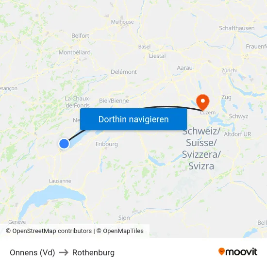 Onnens (Vd) to Rothenburg map