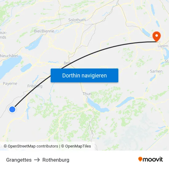 Grangettes to Rothenburg map