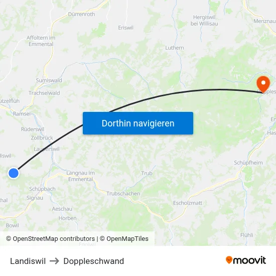Landiswil to Doppleschwand map
