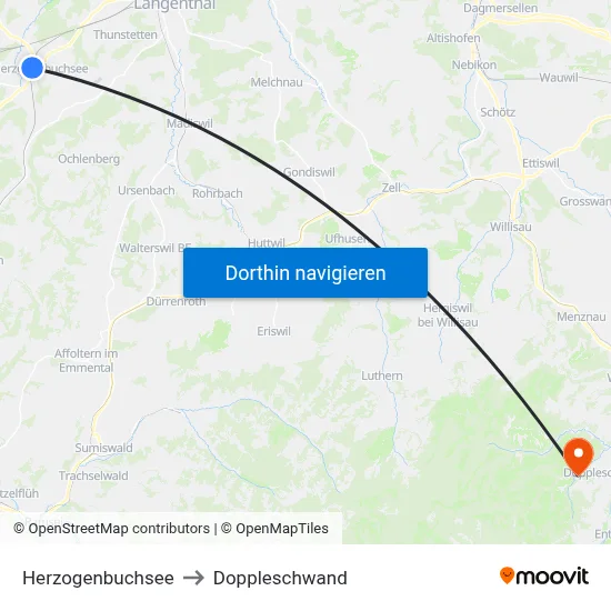Herzogenbuchsee to Doppleschwand map