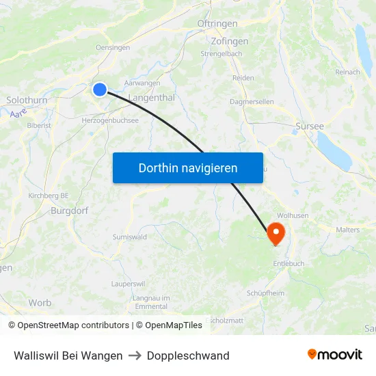 Walliswil Bei Wangen to Doppleschwand map