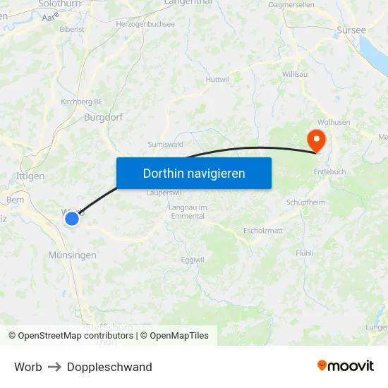 Worb to Doppleschwand map