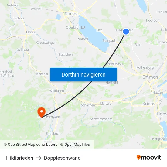 Hildisrieden to Doppleschwand map