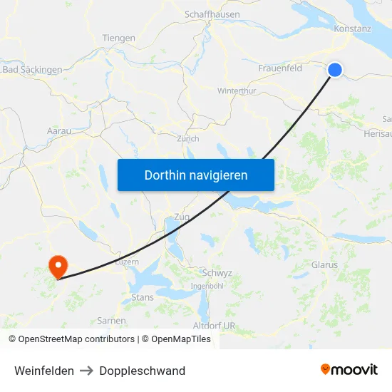 Weinfelden to Doppleschwand map