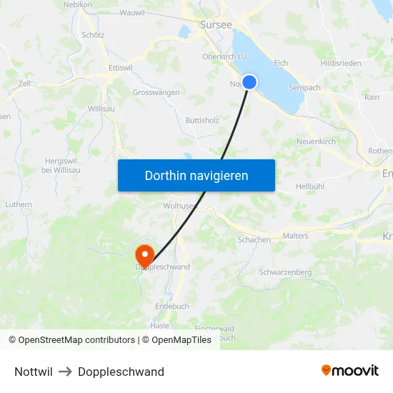 Nottwil to Doppleschwand map