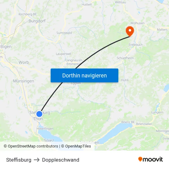 Steffisburg to Doppleschwand map