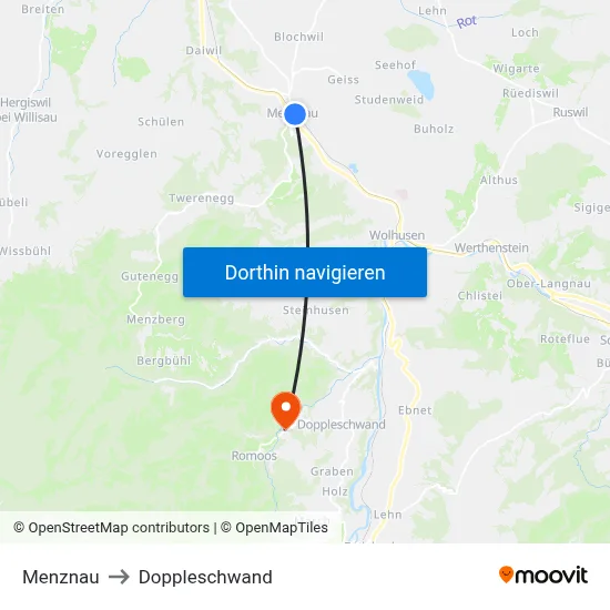 Menznau to Doppleschwand map