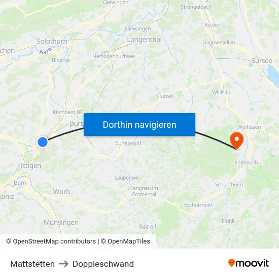 Mattstetten to Doppleschwand map