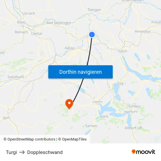 Turgi to Doppleschwand map