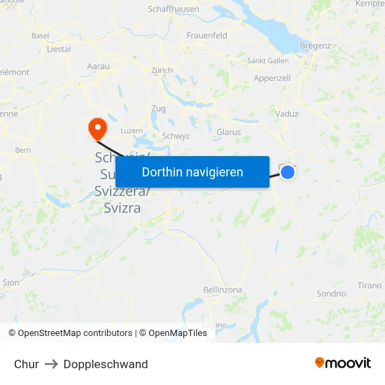 Chur to Doppleschwand map