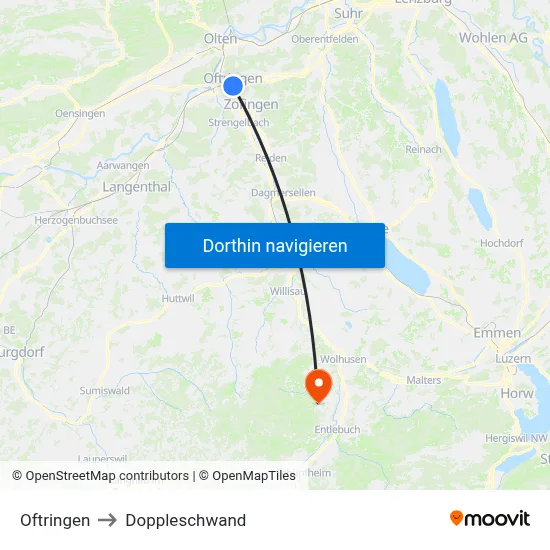 Oftringen to Doppleschwand map