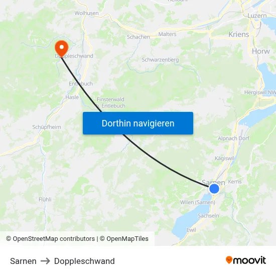 Sarnen to Doppleschwand map