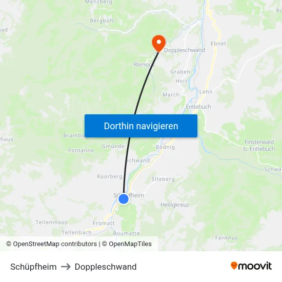 Schüpfheim to Doppleschwand map