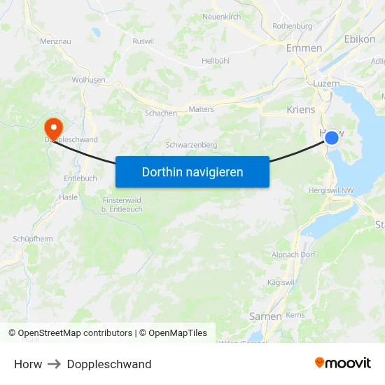 Horw to Doppleschwand map