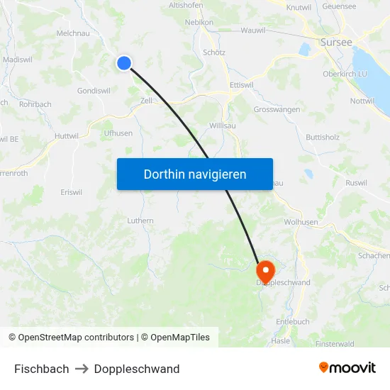 Fischbach to Doppleschwand map