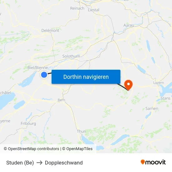 Studen (Be) to Doppleschwand map