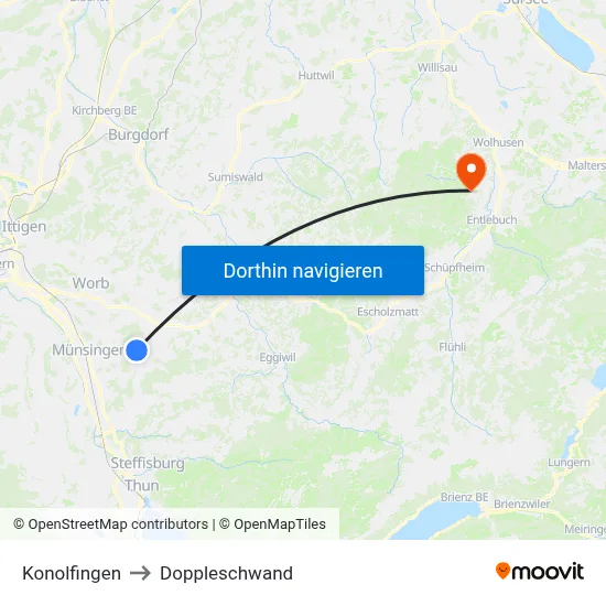 Konolfingen to Doppleschwand map