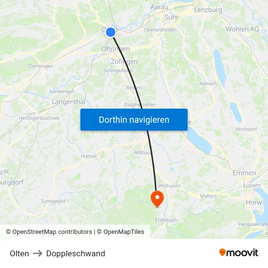 Olten to Doppleschwand map