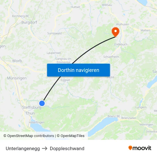 Unterlangenegg to Doppleschwand map