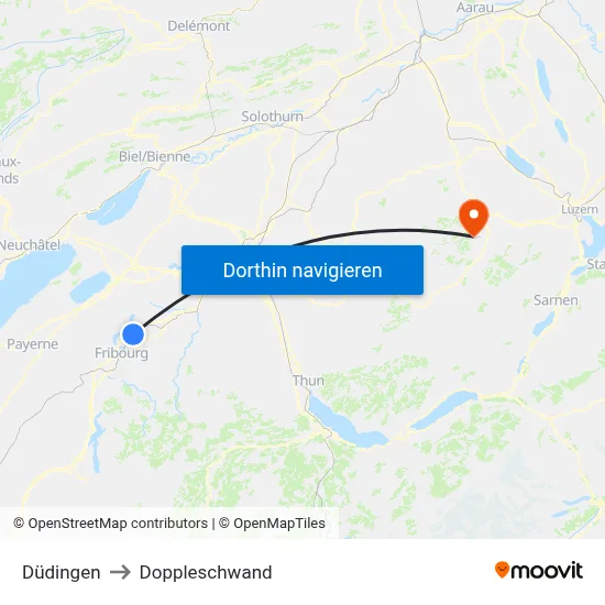 Düdingen to Doppleschwand map
