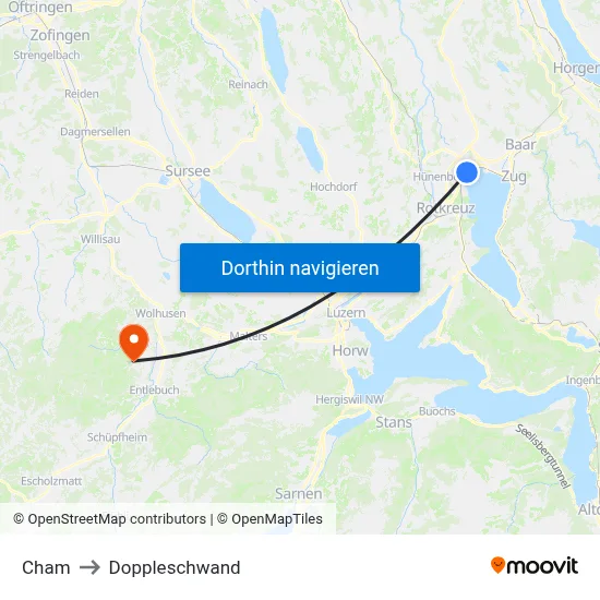 Cham to Doppleschwand map