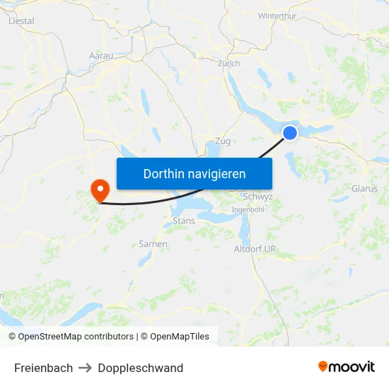 Freienbach to Doppleschwand map