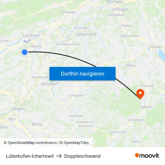 Lüterkofen-Ichertswil to Doppleschwand map