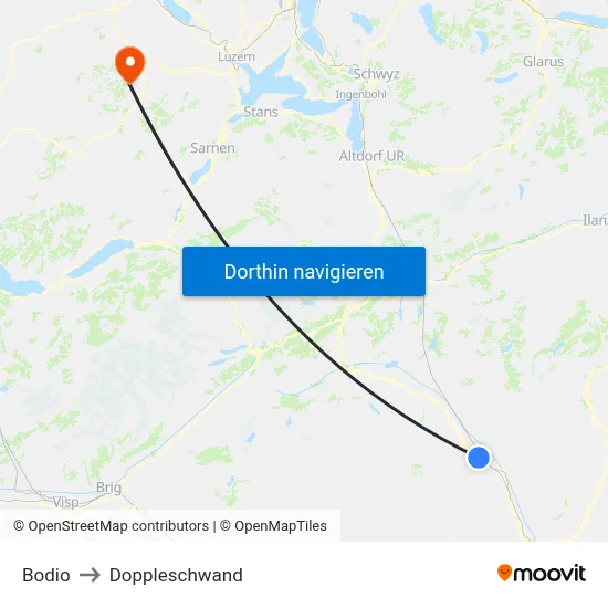 Bodio to Doppleschwand map