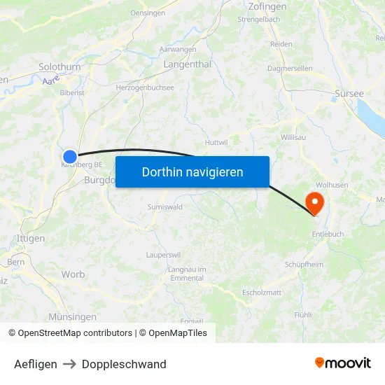 Aefligen to Doppleschwand map
